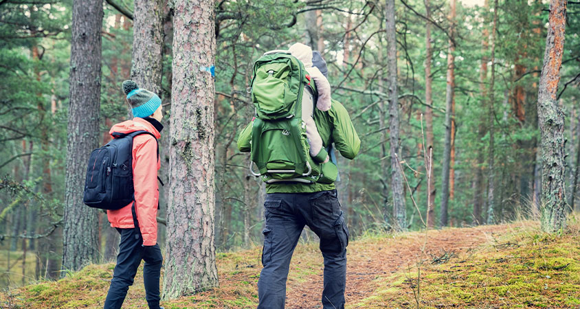 hiking with kids in backpack