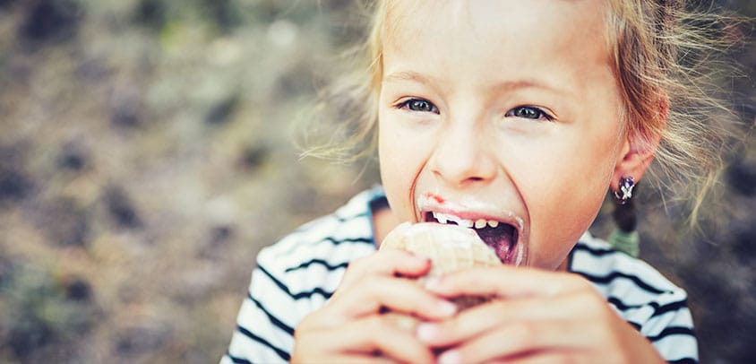 kids eating ice cream after hiking